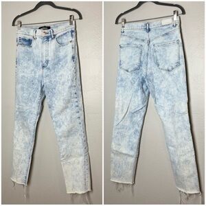 Express Slim Ankle Super High Rise Light Acid Wash Jeans High Waist Skinny Jeans